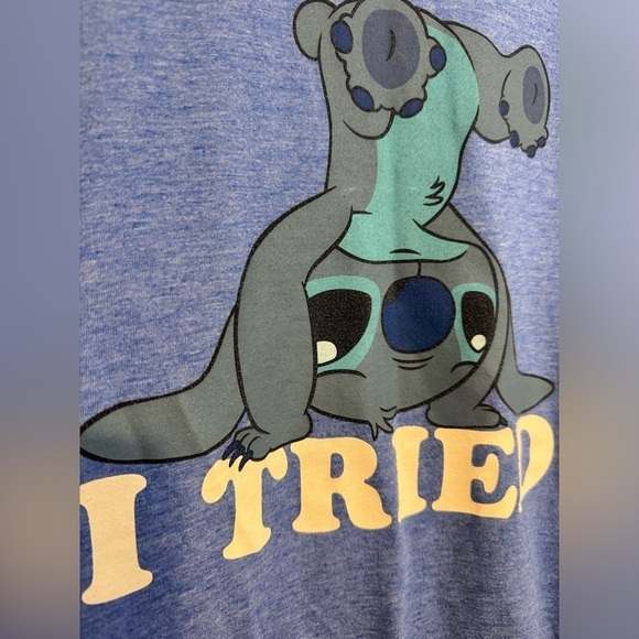 Disney Stitch "I TRIED" Blue Short Sleeve Tee Size S - Picture 10 of 13